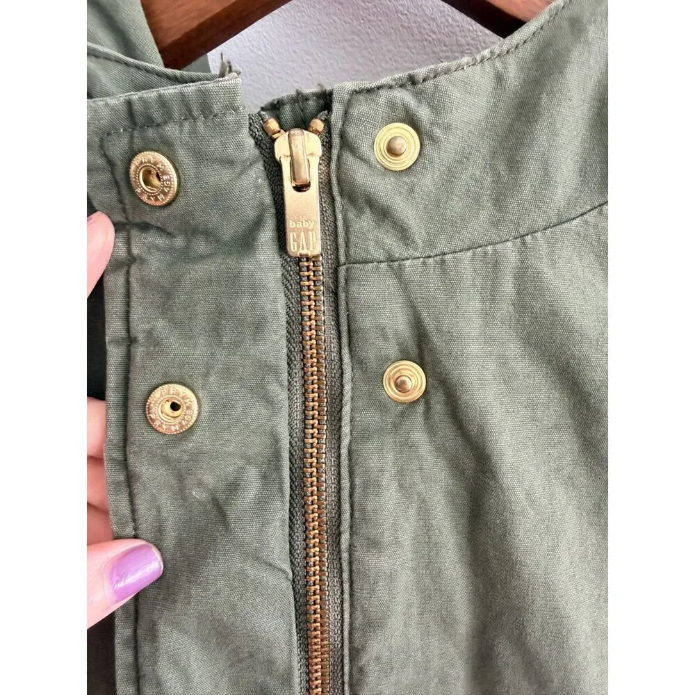 Baby Gap Toddler 3 Years Olive Green Faux Fur Hood Utility Parka Jacket